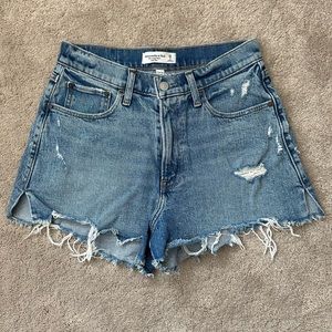 Abercrombie & Fitch Curve Love High Rise Cutoff Denim Shorts